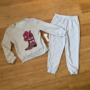NWT Girls Size 6 KATE MACK Cowgirl Boots Sweats Outfit - Top & Jogger Pants